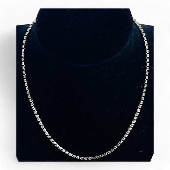 Wiesner Signed Tennis Necklace Rhinestone Crystal 15" Silver Tone MCM VTG RARE - Picture 13 of 16